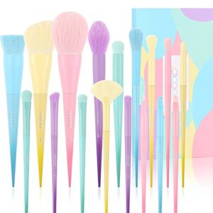 docolor makeup brushes 17 pcs colourful makeup brush set premium gift synthetic kabuki foundation blending face powder blush concealers eyeshadow rainbow make up brush set – dream of color