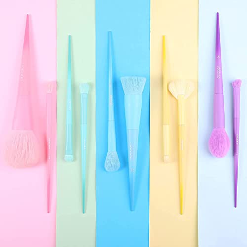 Docolor Makeup Brushes 17 Pcs Colourful Makeup Brush Set Premium Gift Synthetic Kabuki Foundation Blending Face Powder Blush Concealers Eyeshadow Rainbow Make Up Brush Set - Dream of Color