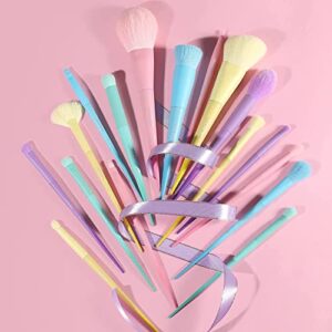 Docolor Makeup Brushes 17 Pcs Colourful Makeup Brush Set Premium Gift Synthetic Kabuki Foundation Blending Face Powder Blush Concealers Eyeshadow Rainbow Make Up Brush Set - Dream of Color