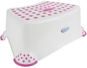 graco sure foot step stool, white/pink
