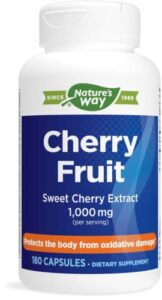nature’s way cherry fruit, sweet cherry extract, supports antioxidant pathways*, 1,000 mg per serving, 180 capsules