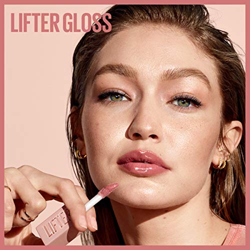 Maybelline Lifter Gloss, Hydrating Lip Gloss with Hyaluronic Acid, High Shine for Plumper Looking Lips, Ice, Pink Neutral, 0.18 Ounce