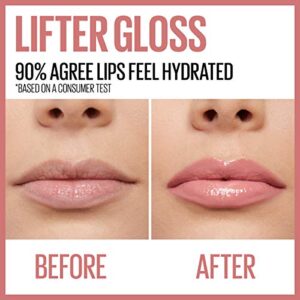 Maybelline Lifter Gloss, Hydrating Lip Gloss with Hyaluronic Acid, High Shine for Plumper Looking Lips, Ice, Pink Neutral, 0.18 Ounce