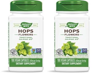nature’s way premium herbal hops flowers, 620 mg per serving, 100 vcaps – (pack of 2)