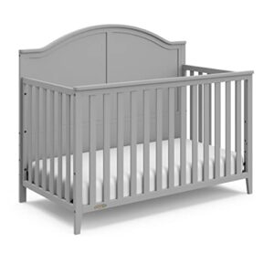 graco wilfred 5-in-1 convertible crib (pebble gray) – greenguard gold certified, converts to toddler bed and full-size bed, fits standard full-size crib mattress, adjustable mattress support base