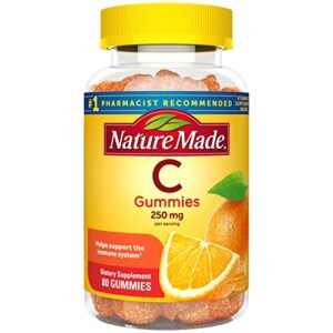 nature made vitamin c 250 mg per serving, dietary supplement for immune support, gummy 80 count (pack of 1), 40 day supply