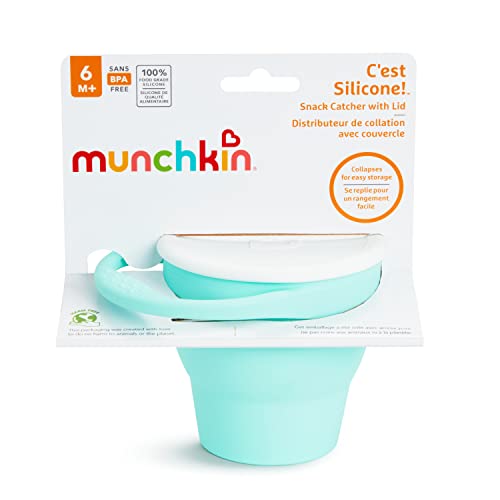 Munchkin® C’est Silicone! Collapsible Snack Catcher with Lid, Mint - Toddler Food Cup