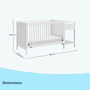 Graco Fable Convertible  Crib & Changer with Premium Foam Crib and Toddler Mattress - White