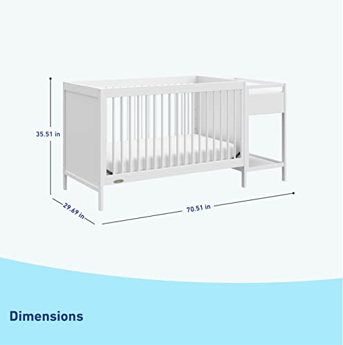 Graco Fable Convertible  Crib & Changer with Premium Foam Crib and Toddler Mattress - White