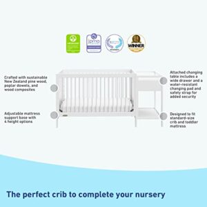 Graco Fable Convertible  Crib & Changer with Premium Foam Crib and Toddler Mattress - White