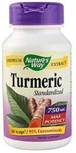 nature’s way premium extract turmeric max potency standardized to 95% curcuminoids 750 mg per serving 60 vcaps