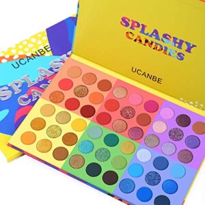 UCANBE 54 Colors Splashy Candies Eyeshadow Palette, Highly Pigmented Matte Shimmer Soft Creamy Glitter Rainbow Bright Powder Eye Shadow Blendable Waterproof Long Lasting Makeup Pallet…