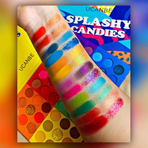 UCANBE 54 Colors Splashy Candies Eyeshadow Palette, Highly Pigmented Matte Shimmer Soft Creamy Glitter Rainbow Bright Powder Eye Shadow Blendable Waterproof Long Lasting Makeup Pallet…