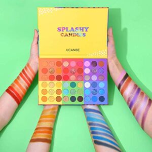 UCANBE 54 Colors Splashy Candies Eyeshadow Palette, Highly Pigmented Matte Shimmer Soft Creamy Glitter Rainbow Bright Powder Eye Shadow Blendable Waterproof Long Lasting Makeup Pallet…