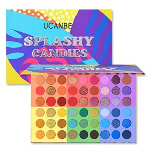 UCANBE 54 Colors Splashy Candies Eyeshadow Palette, Highly Pigmented Matte Shimmer Soft Creamy Glitter Rainbow Bright Powder Eye Shadow Blendable Waterproof Long Lasting Makeup Pallet…