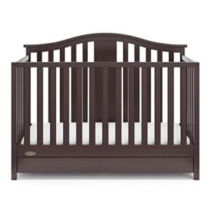 Graco Solano 5-in-1 Convertible Crib with Drawer (Espresso) – GREENGUARD Gold Certified, Crib with Drawer Combo, Includes Full-Size Nursery Storage Drawer, Converts to Toddler Bed and Full-Size Bed