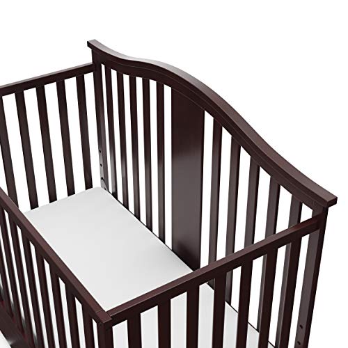 Graco Solano 5-in-1 Convertible Crib with Drawer (Espresso) – GREENGUARD Gold Certified, Crib with Drawer Combo, Includes Full-Size Nursery Storage Drawer, Converts to Toddler Bed and Full-Size Bed