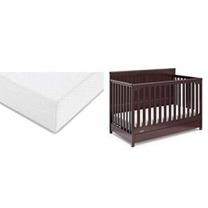 graco hadley convertible crib and mattress set, espresso | includes 4-in-1 convertible crib with drawer, premium foam crib and toddler mattress