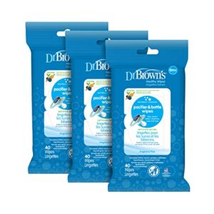 dr. brown’s pacifier and bottle wipes for babies and toddlers, 40 count, 3 pack