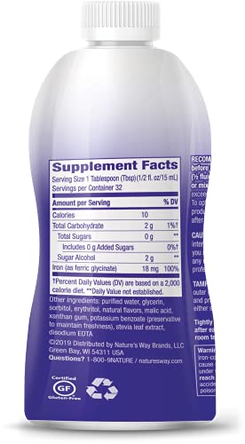 Nature's Way Wellesse Liquid Iron, Fast Absorbing, 16 Fluid Ounces, Natural Berry Flavor