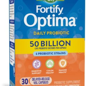 Nature's Way Fortify Optima Daily Probiotic for Men and Women, Supports Digestive, Immune, and Colon Health*, 30 Vegan Capsules