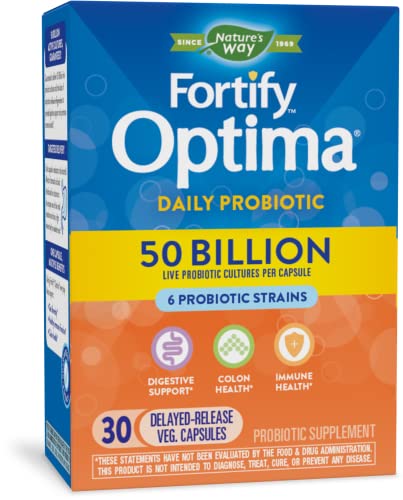 Nature's Way Fortify Optima Daily Probiotic for Men and Women, Supports Digestive, Immune, and Colon Health*, 30 Vegan Capsules