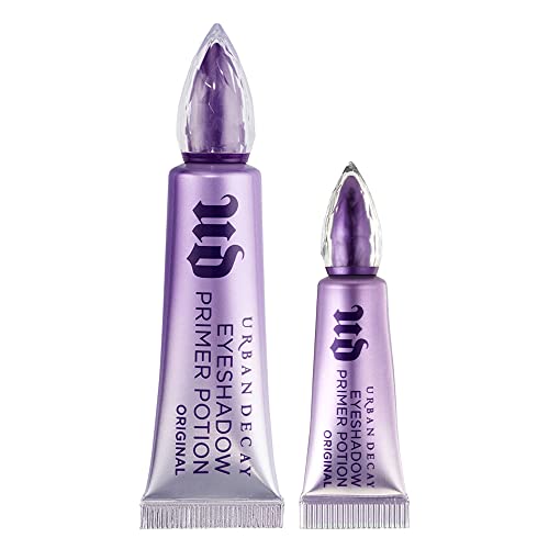 Urban Decay Eyeshadow Primer Potion, Original - Pack of 2 - Award-Winning Nude Eye Primer for Crease-Free Eyeshadow & Makeup Looks – Lasts All Day – 0.33 fl oz & 0.16 fl oz (Travel Size)