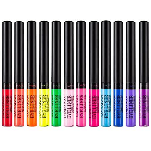 BestLand 12 Colors Matte Liquid Eyeliner Set UV Glow Rainbow Colorful Neon Eyeliner Pencil Pigmented Waterproof Smudgeproof Long Lasting Gel Eye Liner Eye Makeup Gift Kit for Women (Set C)