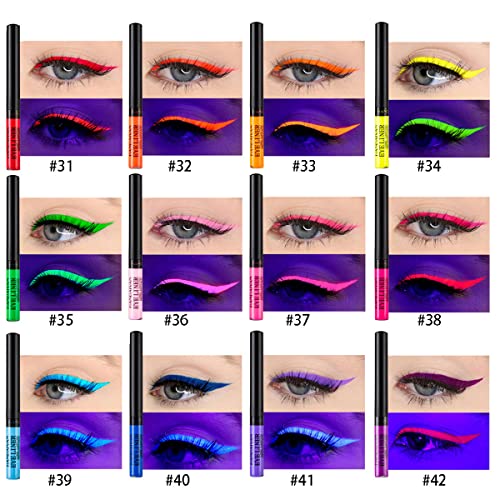 BestLand 12 Colors Matte Liquid Eyeliner Set UV Glow Rainbow Colorful Neon Eyeliner Pencil Pigmented Waterproof Smudgeproof Long Lasting Gel Eye Liner Eye Makeup Gift Kit for Women (Set C)