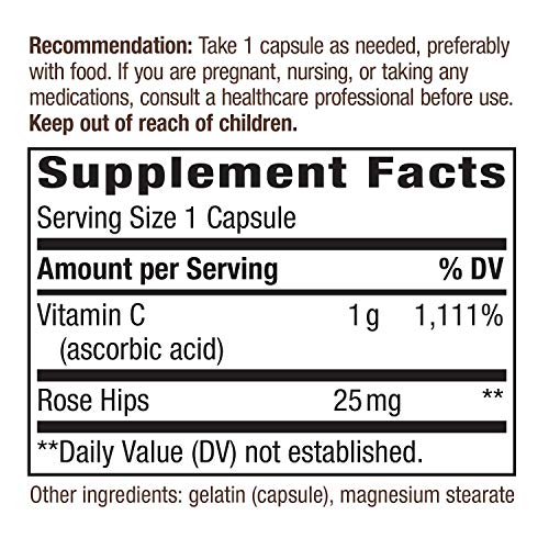 Nature's Way Vitamin C with Rose Hips; 1000 mg Vitamin C per Serving; 250 Capsules