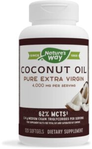 nature’s way coconut oil pure extra virgin 1,000 mg per softgel, 120 softgels