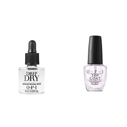 OPI Nail Lacquer Top Coats, Original, 0.5 fl.oz, Drip Dry Lacquer Drying Drops, 0.3 fl.oz