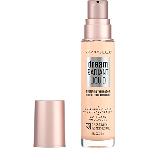 Maybelline Dream Radiant Liquid Medium Coverage Hydrating Makeup, Lightweight Liquid Foundation, Classic Ivory, 1 Count