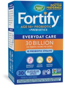 nature’s way fortify daily probiotic for men and women 50+, 30 billion live cultures, colon, digestive, and immune health support* supplement, 30 capsules