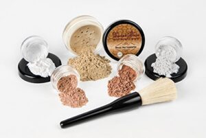 6pc starter kit (warm neutral shade-most popular) mineral makeup sample size set bare face matte foundation cover