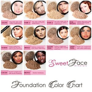 6pc STARTER KIT (WARM Neutral Shade-Most Popular) Mineral Makeup Sample Size Set Bare Face Matte Foundation Cover