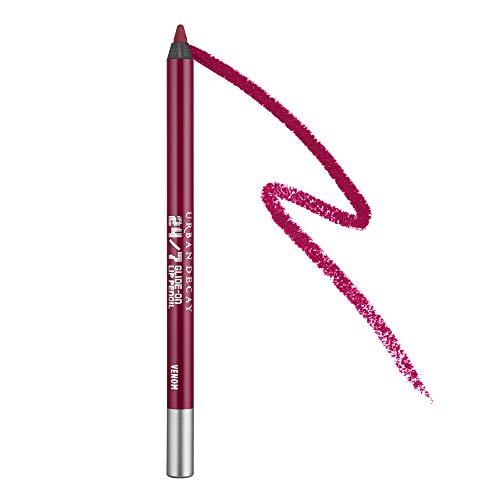 URBAN DECAY 24/7 Glide-On Lip Pencil - Waterproof & Longwearing Lip Liner - Smooth, Creamy & Moisturizing Formula with Vitamin E - Prevents Lipstick from Feathering – Venom (Rich Plum), 0.04 Oz