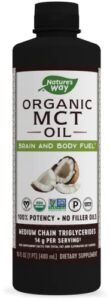 nature’s way organic mct oil from coconut, non-gmo, gluten-free, 14 g mcts per serving, 16 fl oz
