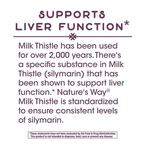 Nature's Way Milk Thistle, Premium Blend, 80% Silymarin per serving, Non-GMO, 120 Capsules