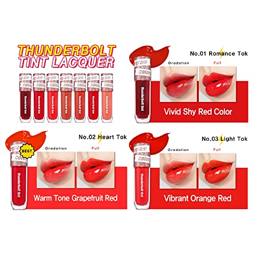 COLORGRAM Thunderbolt Tint Lacquer - True Beauty K-Drama Makeup, Glossy Long Lasting Moisturizing Lip Stain (0.2 fl.oz, 04 Daily Tok)