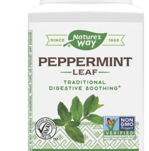Nature's Way Premium Herbal Peppermint Leaf, Traditional Digestive Soothing and Discomfort Support*, 700mg per serving, 100 Capsules