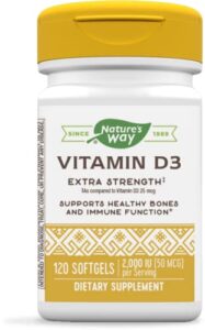 nature’s way vitamin d3, bone health and immune function*, 50 mcg per serving, 120 softgels