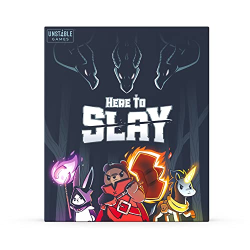 TeeTurtle Here to Slay Base Game - from The Creators of Unstable Unicorns - A Strategic Card Game for Teens and Adults , Black