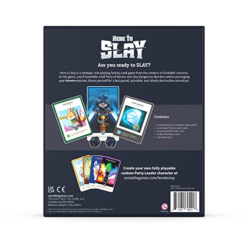 TeeTurtle Here to Slay Base Game - from The Creators of Unstable Unicorns - A Strategic Card Game for Teens and Adults , Black