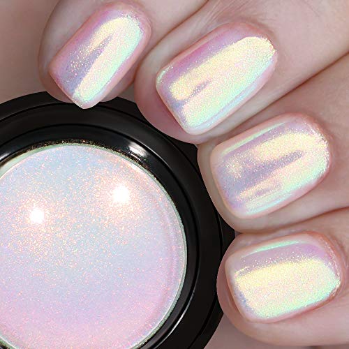 PrettyDiva Mermaid Chrome Nail Powder - Aurora Nail Powders Iridescent Pigment Pearl Mica Powder for Nail Art, White Irridescent Chrome Powder Pigment for Nails Chameleon Powder Glitter Dust