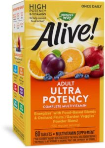 nature’s way alive! adult multivitamin, ultra potency vitamin b to support daily energy metabolism*, 60 tablets