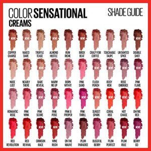 Maybelline Color Sensational Lipstick, Lip Makeup, Cream Finish, Hydrating Lipstick, Nude, Pink, Red, Plum Lip Color, Naked Dare, 0.15 oz; (Packaging May Vary)