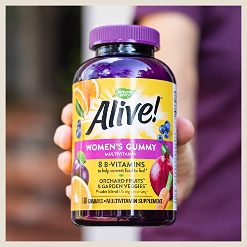 Nature’s Way Alive! Women’s Gummy Multivitamins, Vitamins & Minerals, Supports Whole Body Wellness*, Vegetarian, Mixed Berry Flavored, 130 Gummies