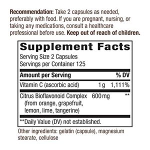 Nature's Way Vitamin C with Bioflavonoids, Immune Support*, 1000 mg per serving, 250 Capsules