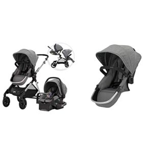 evenflo pivot xpand modular travel system with safemax infant car seat and two toddler seats to grow with your family (percheron gray)
